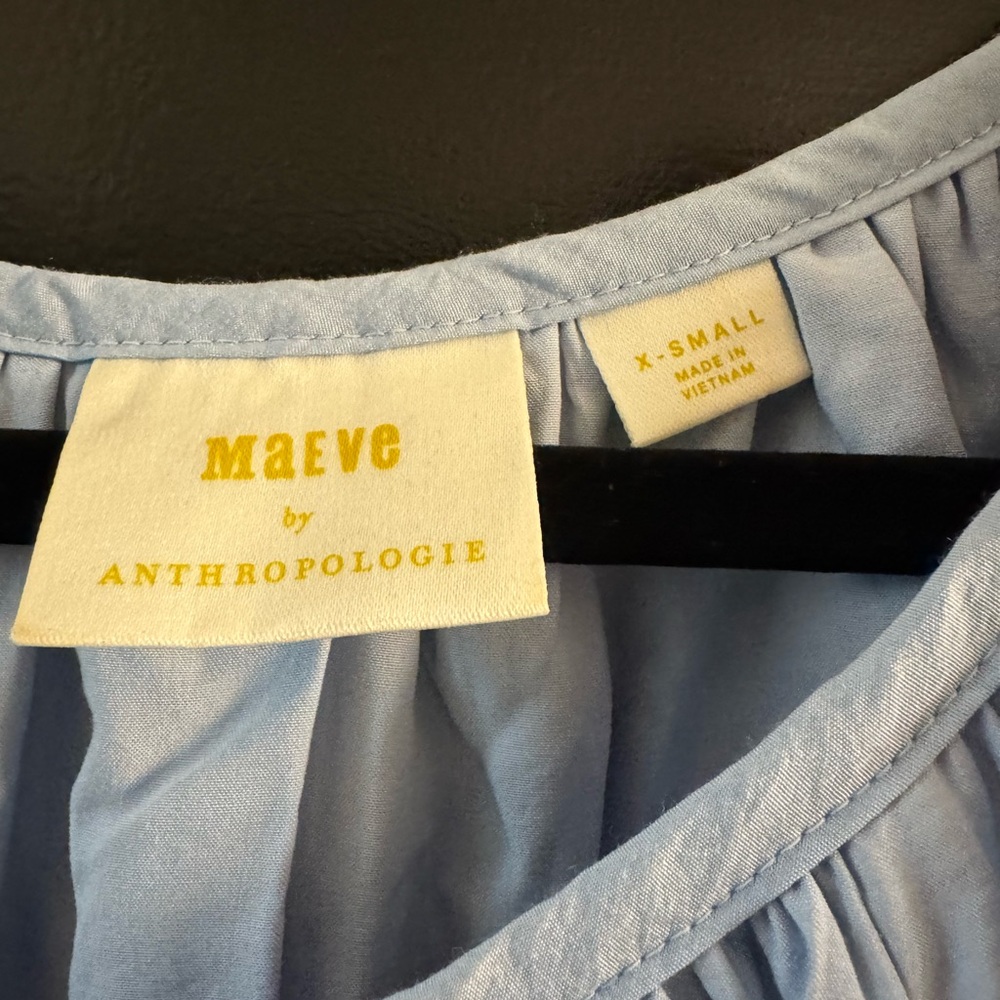 light blue Maeve bubble-hem blouse for Anthropologie - Picture 5 of 6